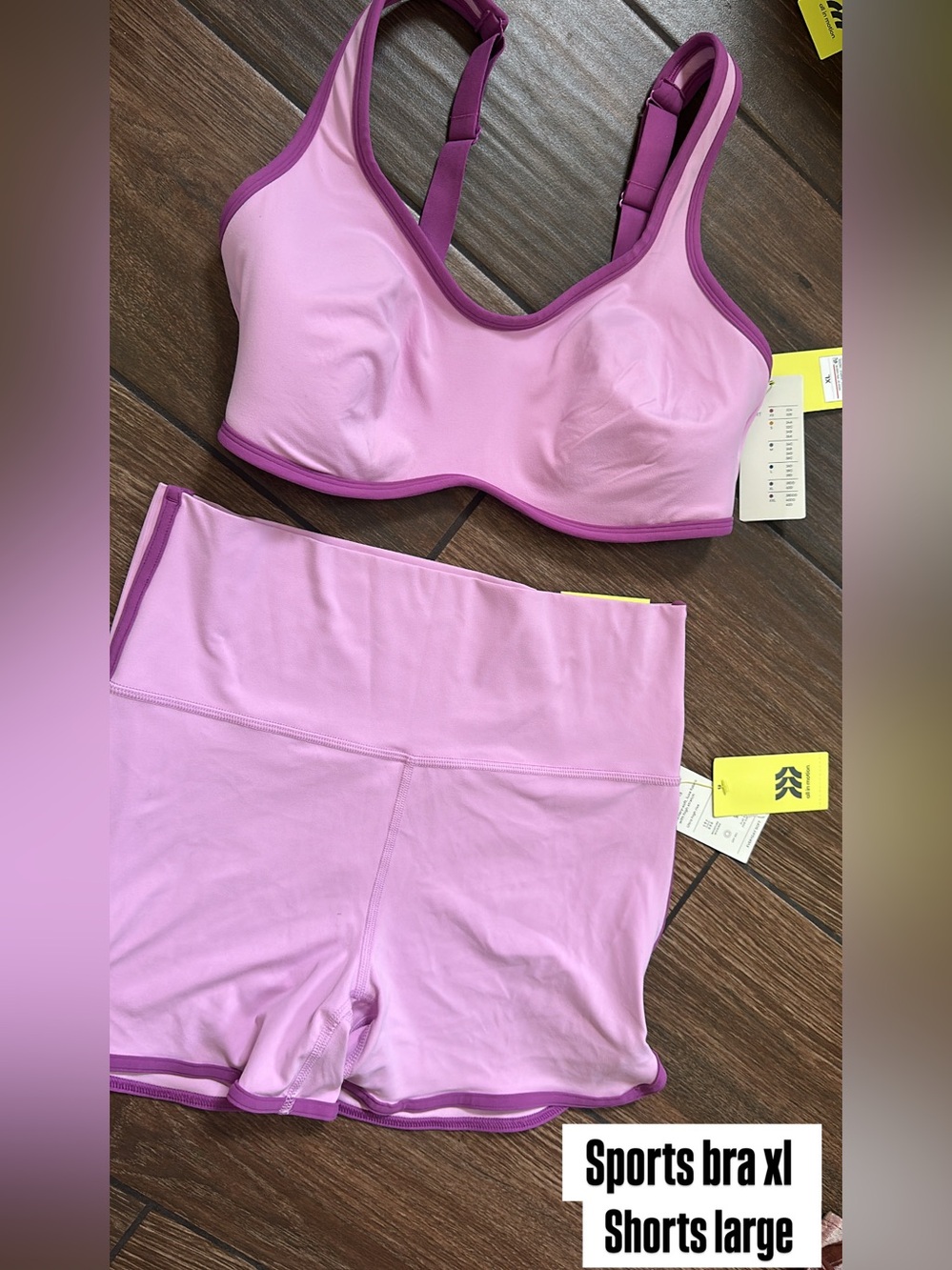 all in motion Pink Dual-Tone Bike Shorts & Sports Bra Set
